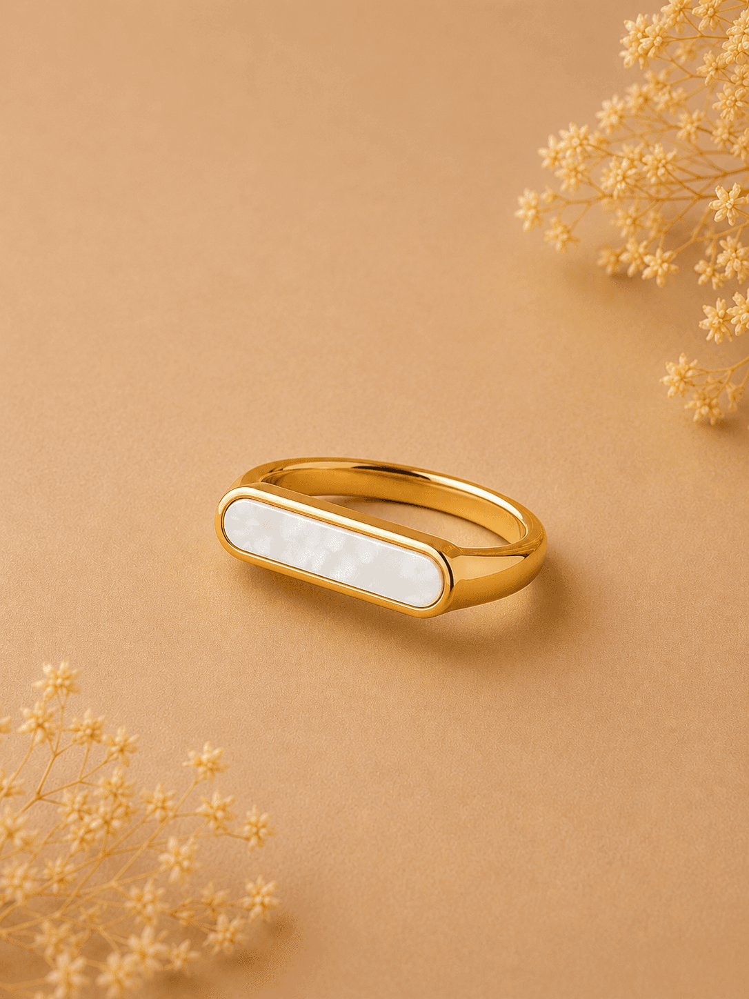 Stainless Steel Moon Golden Ring