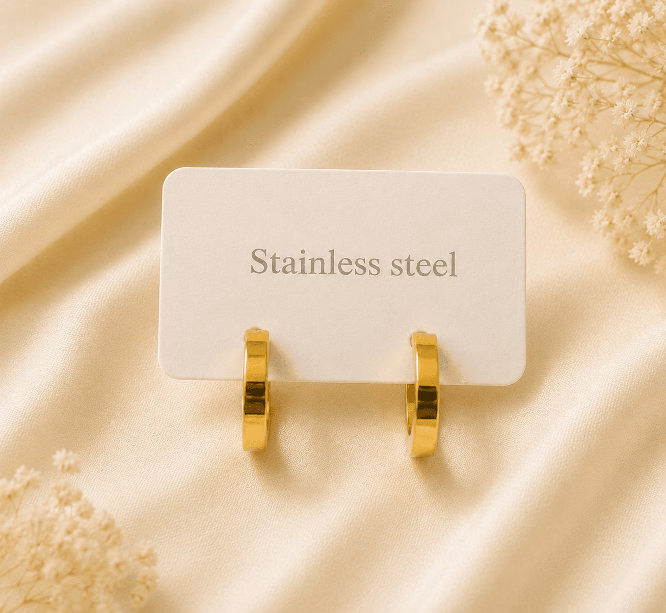 Stainless Steel Gold-Plated Hoops